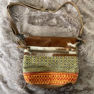 Myra Bag medium sized fur accents Boho Western Style